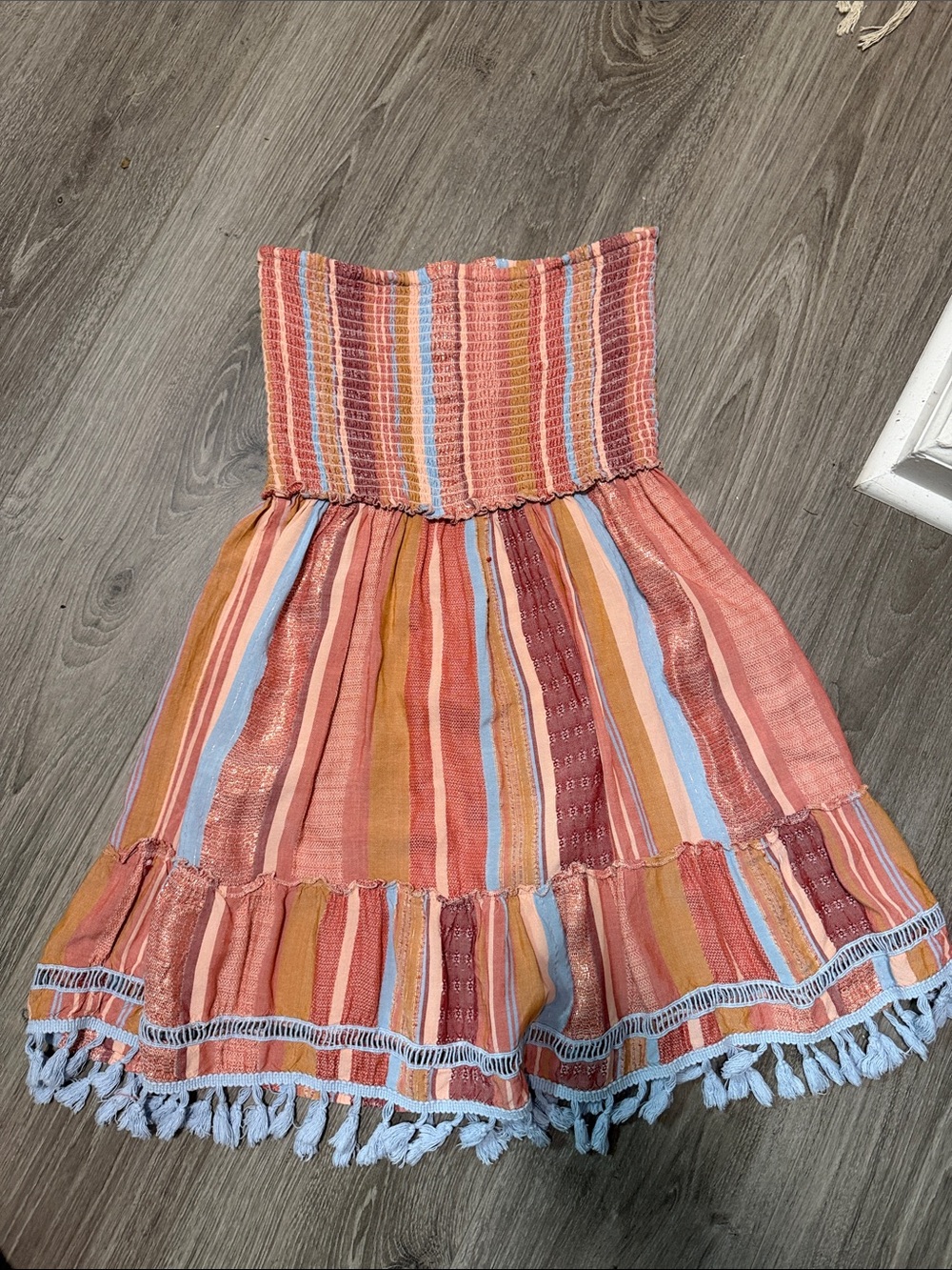 blue island Strapless Multicolor Striped Summer Dress